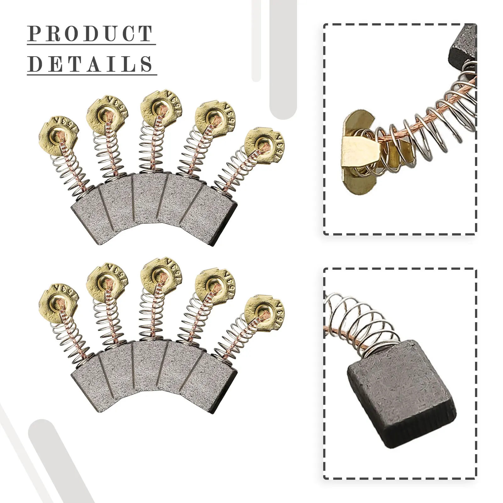 10PCS Carbon Brushes Black Gold Accessories Circular Saw DW364 DW384 For 2683 Type Parts Replacement 6.5mmx13.5mmx19.3mm