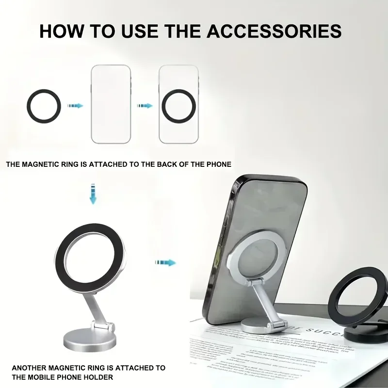 All-Metal Aluminum Alloy MagSafe Car Mount – 360° Rotating, Strong Magnet Magnetic Phone Holder for iPhone & All Smartphones view 3