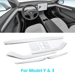 BEVO for Tesla Model Y 3 ABS White Center Console Wrap Cover Kit Dashboard Armrest Cover Door Side Trim Interior Accessories