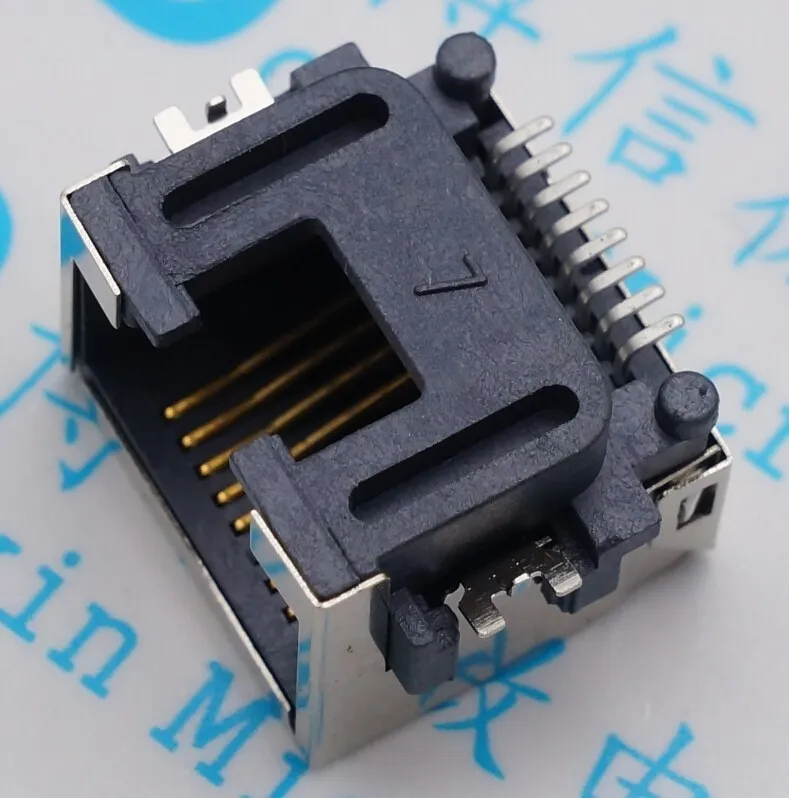 40Pcs Rj45 Socket Smd Female Jack SMD Black Horizontal H= 8.6 Rj45 Laptop Jack 8P8C Notebook Network Interface Socket