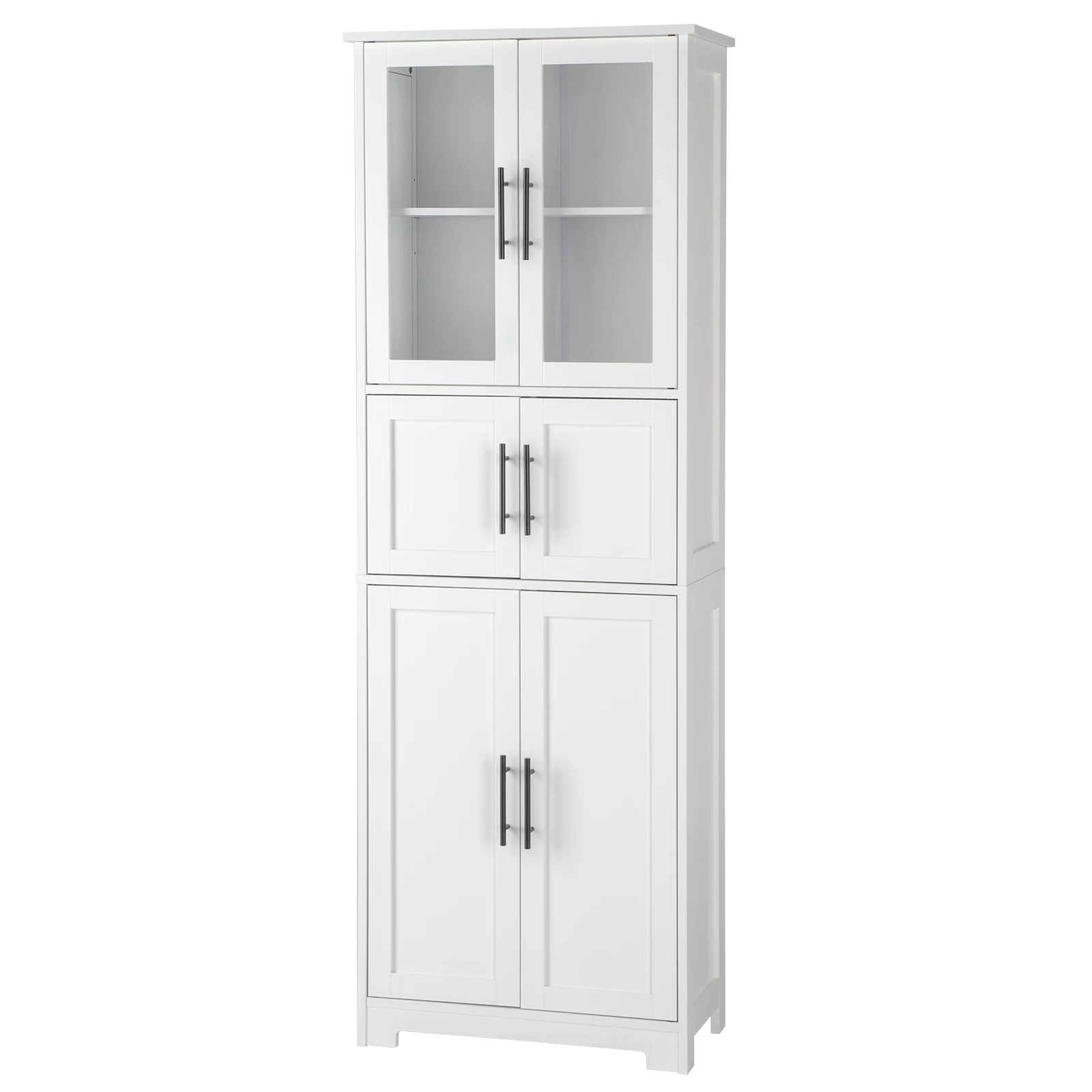 Storage Bathroom Cabinet, 6-Door Bathroom High Cabinet, white