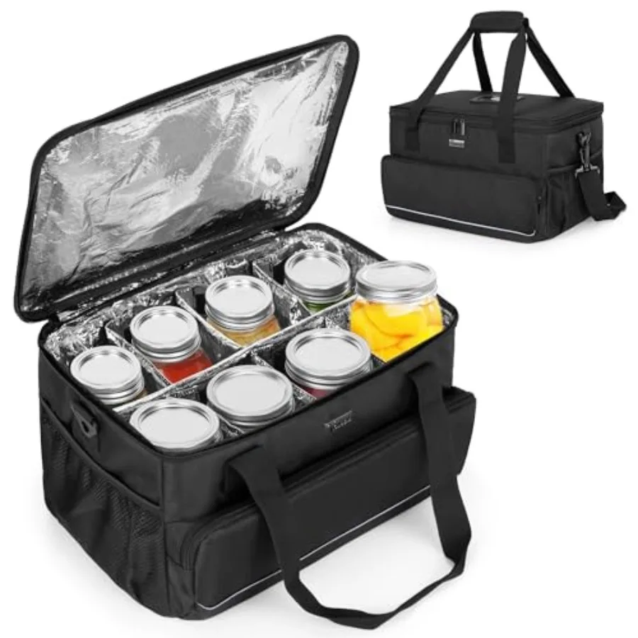 

Mason Jar Storage Bag Insulated 8 Canning Organizer, with Adjustable Padded Dividers for Securely Storing and Transport, for Ba