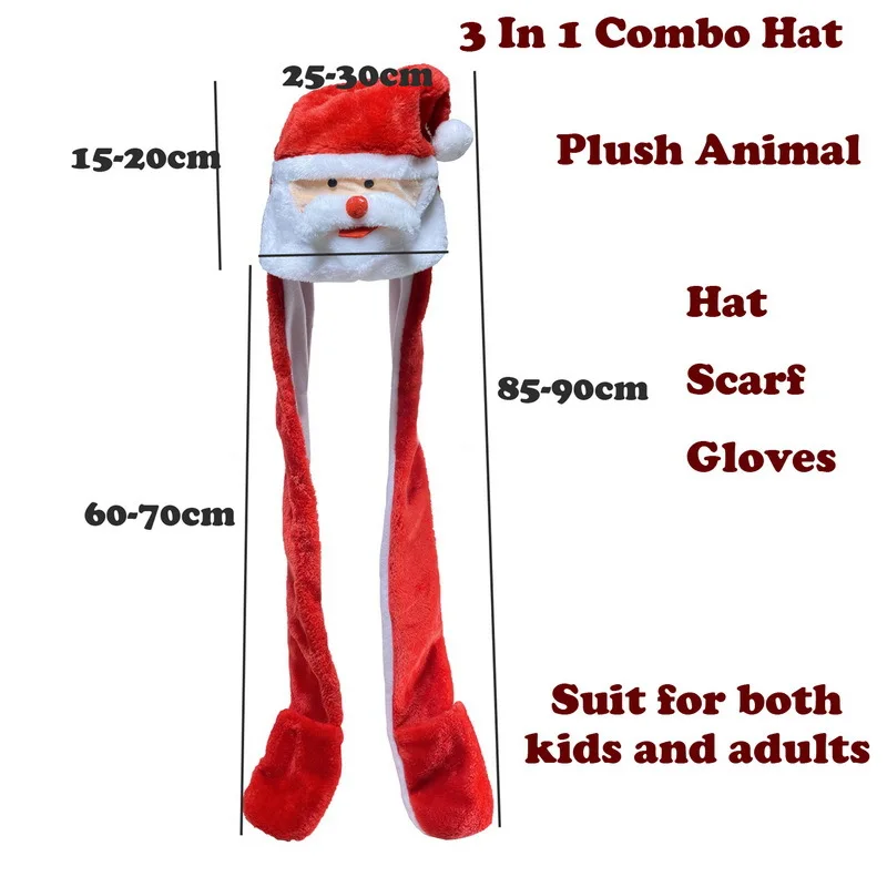 Women Girls Cute Animal Winter Hats 3 in 1 Warm Plush Hoodie Cap Paw Gloves Mitten Scarf Warm Hat 3in1 Set