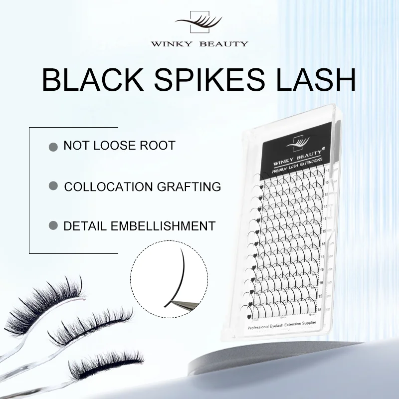

winky beauty 12Rows A/M Shape Spikes Lashes Individual Wispy Premade Fans Eyelash Extension Self-Grafting Makeup False Eyelashes
