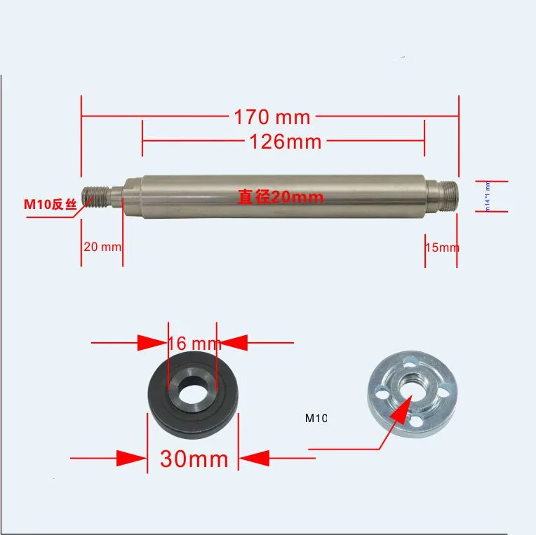 2 Bearing M14x1mm M14 Right-Hand Thread Spindle Shaft 170 x 20 MM DIY Lathe Chuck K01-65 K02-65/50 Fit 4 Inch Saw Blade