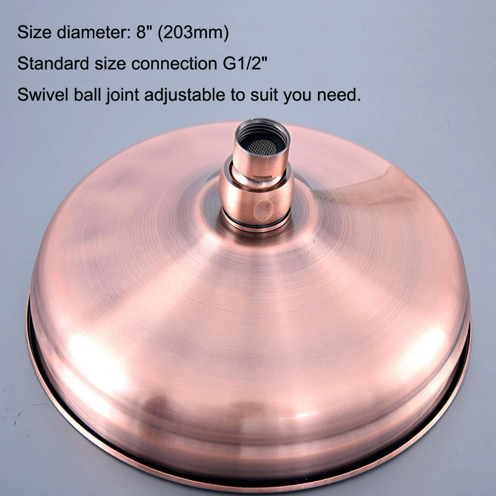 Round Vintage Retro Bathroom Rain Shower Head 8 inch Antique Red Copper  Shower Sprayer Nsh054