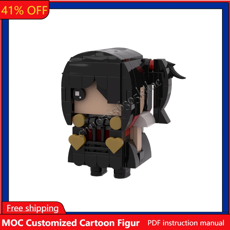 

182 PCS MOC Customize Needy Streamer Overload Ame Chan Brickhead Model DIY Creative Puzzle Birthday Cartoon Anim Figure Toy Gift