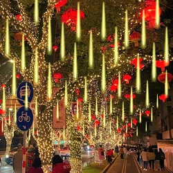 32/24/16/8Tube Meteor Shower Rain Lights Outdoor Falling Raindrop Fairy String Light for Street Garland Christmas 2025 New Year