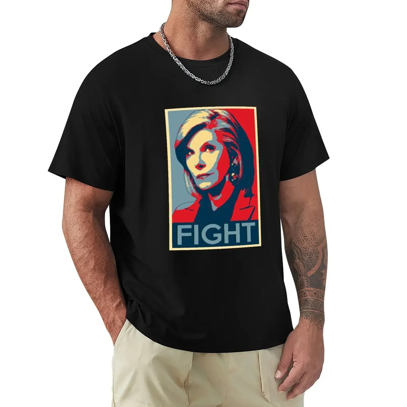 Diane Lockhart FIGHT T-Shirt summer clothes heavyweights sweat vintage graphic tee plus size men clothing