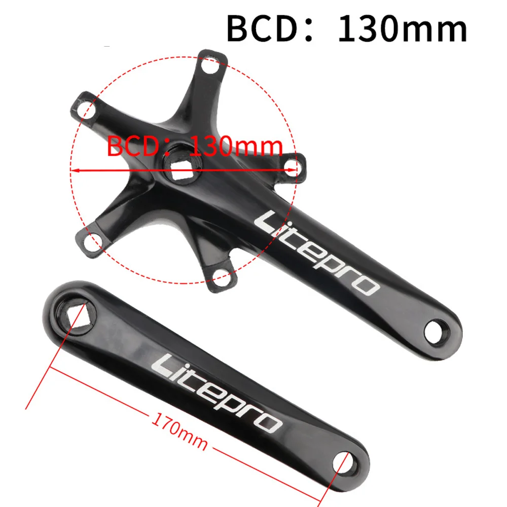 Litepro Folding Bicycle Crankset 130BCD Integrated Chainwheel Crankset Single Crank for Folding Bikes 45/47/53/56/58T Chainring