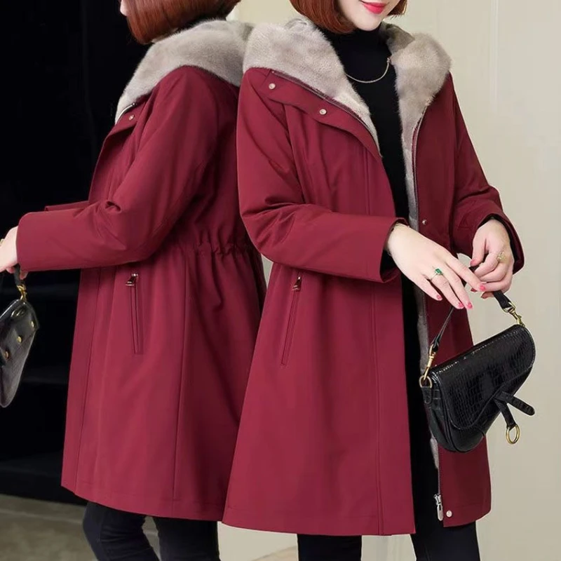 High Quality Winter Jacket Women Parka Fashion Coat Wool Liner Hooded Parkas with Fur Collar Warm Snow Wear Padded Clothes L86