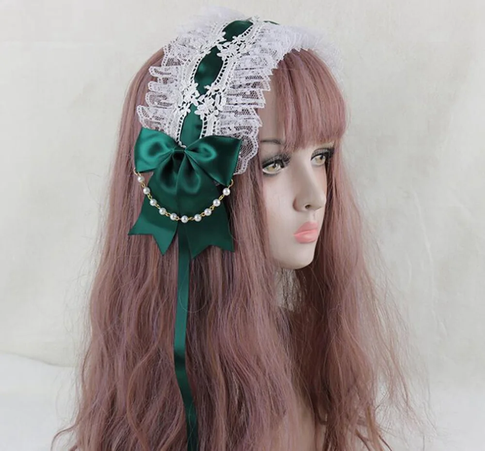 Sweet Lolita Bowknot Maid Headdress Women Girls Japanese Style Anime Ruffled Lace Headpiece Headband