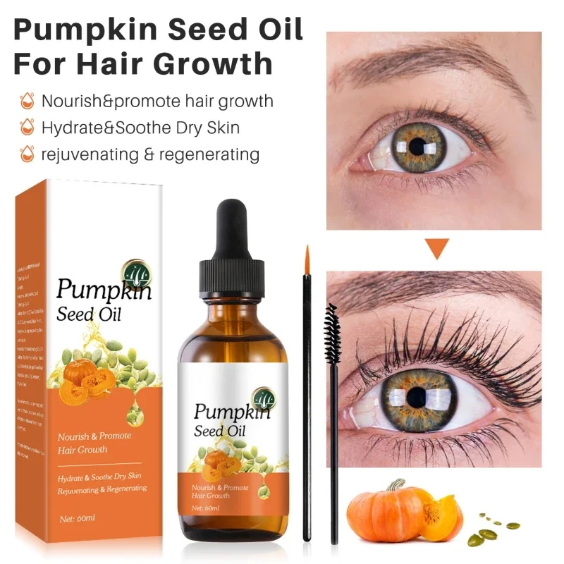 Pumpkin Executive-Huile de croissance des cils, Sérum nourrissant, Énergie du cuir chevelu, Rehausseur de cils, Réparation endommagée, Essence, Soins capillaires, 60ml