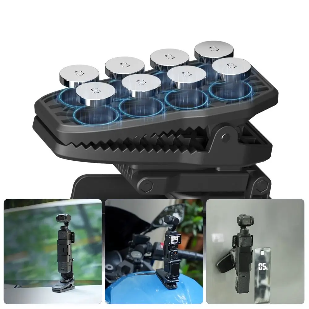 Clip magnetica per montaggio su zaino Morsetto per clip per zaino pieghevole estensibile Staffa magnetica da parete girevole a 360 gradi per DJI Osmo Pocket 3