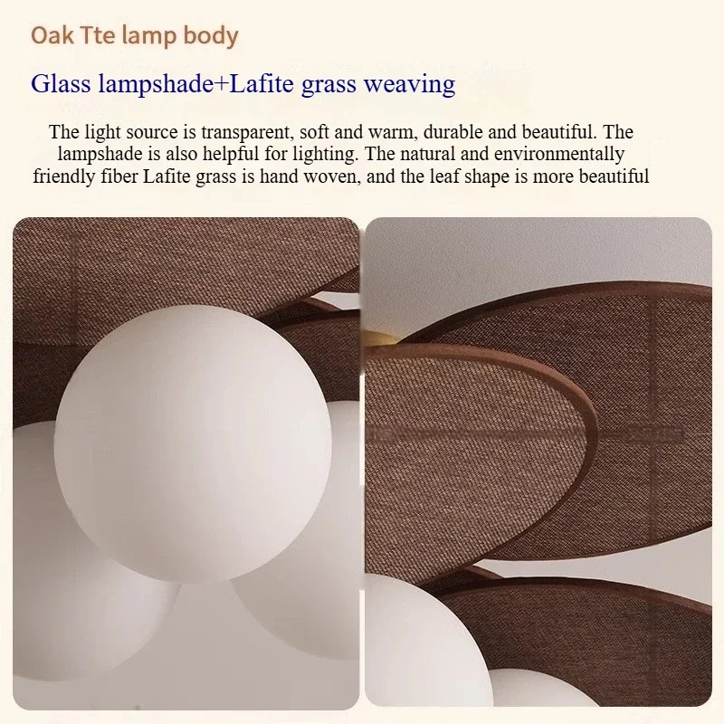 SANDYHA Nordic Retro Rattan Tecido Lustre LED Luminária de teto perfeita para quarto, sala de estar e corredor, decoração de casa