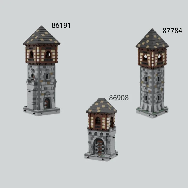 

Spot MOC-86191 86908 87784 building blocks medieval corner tower slightly modular model castle toy DIY brick assembly
