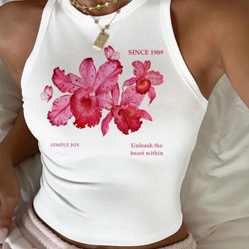 

Summer New Women's Casual Simple Solid Color Cami Top! Sweet Cool Pink Orchid Print, Slimming & Flattering & Versatile