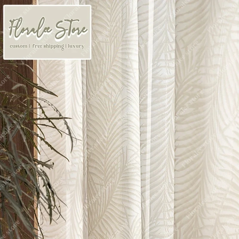 

Milk Tea Color European Transparent Curtains For Living Room Bedroom Dining Romantic Custom Size Nature Vertically Decor Tulle