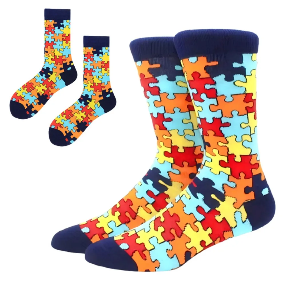 Funny Abstract Cotton Socks for Boys, Mid-calf Socks for Outdoor Sports Enthusiasts, Fashionable, Versatile and Deodorant