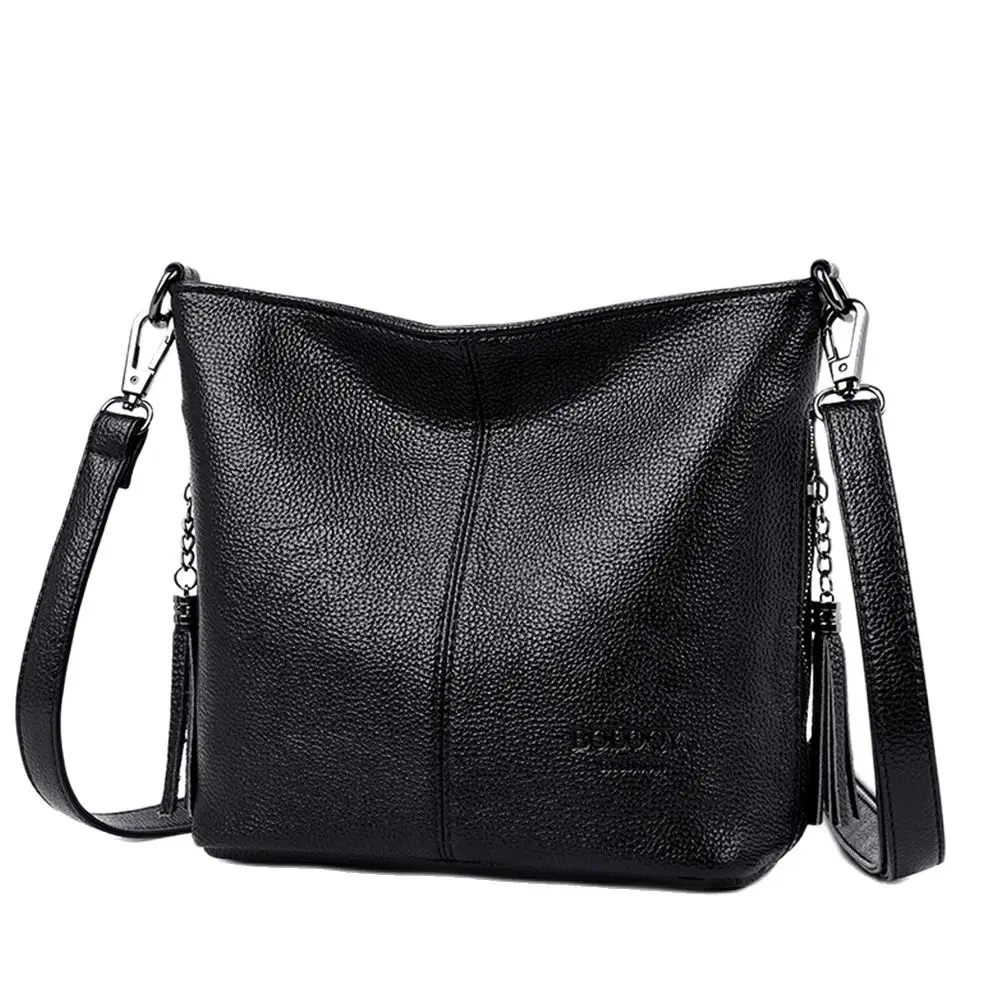 High Quality Soft Leather Purse Fashion Women Shoulder Messenger Bag Trend 2023 Designer Tassel Bag Luxury Ladies Handbag Sac