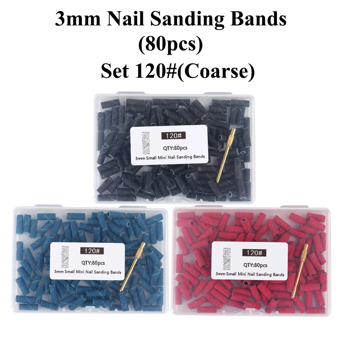 80 Stück 3 mm Mini-Nagelschleifbänder mit 1 Schaft Set Bohrmaschine Bohrer abgestorbene Haut entfernen Pediküre Polierzubehör