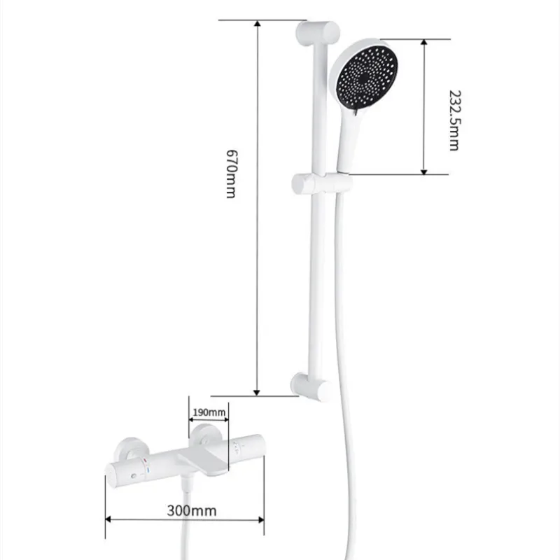 Bathroom Shower Faucet Set Wall Mounted White Brass Shower Faucet Set Black Gray Finished Thermostatic Modern Styel New