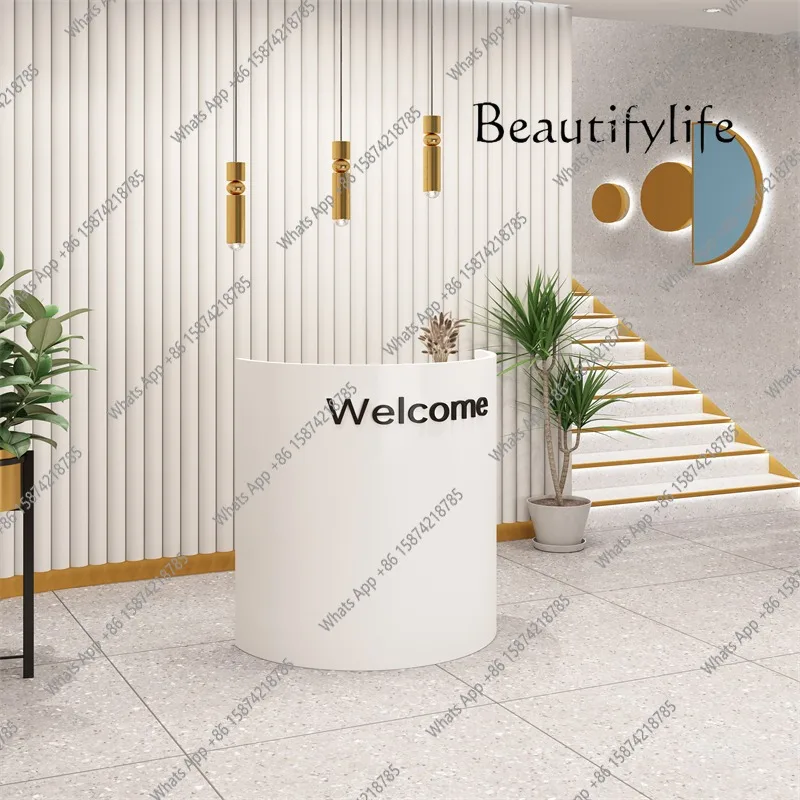 

PI Luxury White Reception Desks Modern Shop Beauty Bar Hotel Restaurant Executive Reception Desks Company Bureau Lounge
