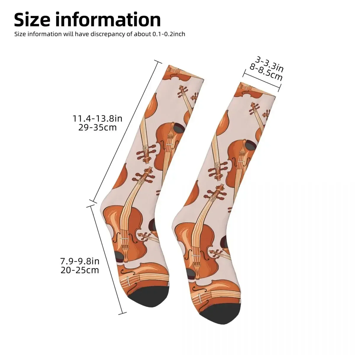 Violin Musical Instrument Pattern Natural Socks Harajuku Sweat Absorbing Stockings All Season Long Socks for Birthday Present