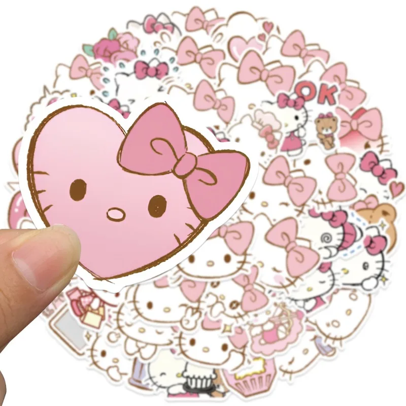 Sanrio-Olá Kitty Anime Adesivos, Decalques Impermeáveis, Bonito Rosa, DIY, Bicicleta, Viagem, Bagagem, Guitarra, Notebook, Atacado, 50Pcs