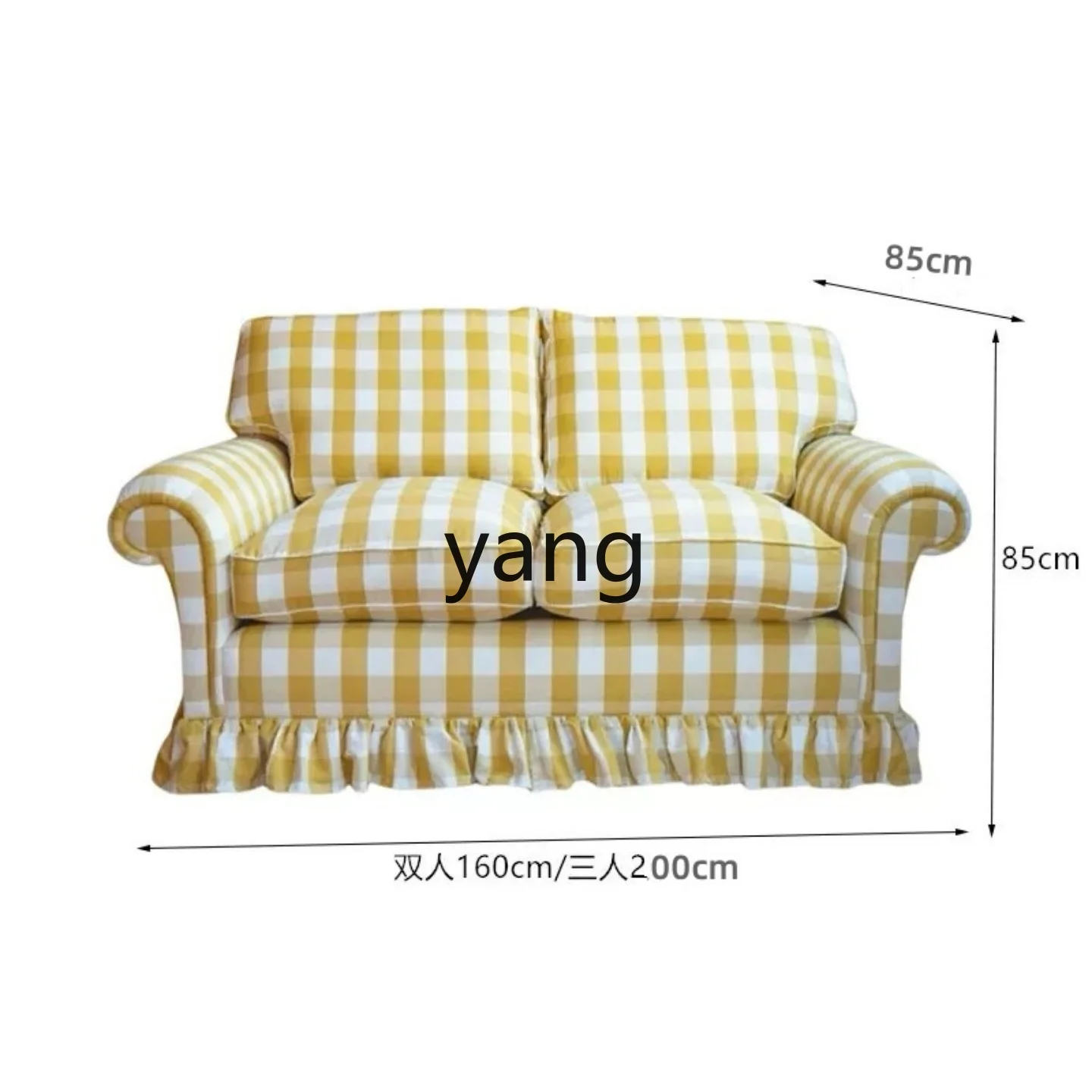 TGF French retro fabric sofa small apartment living room pastoral bedroom medium antique double sofa