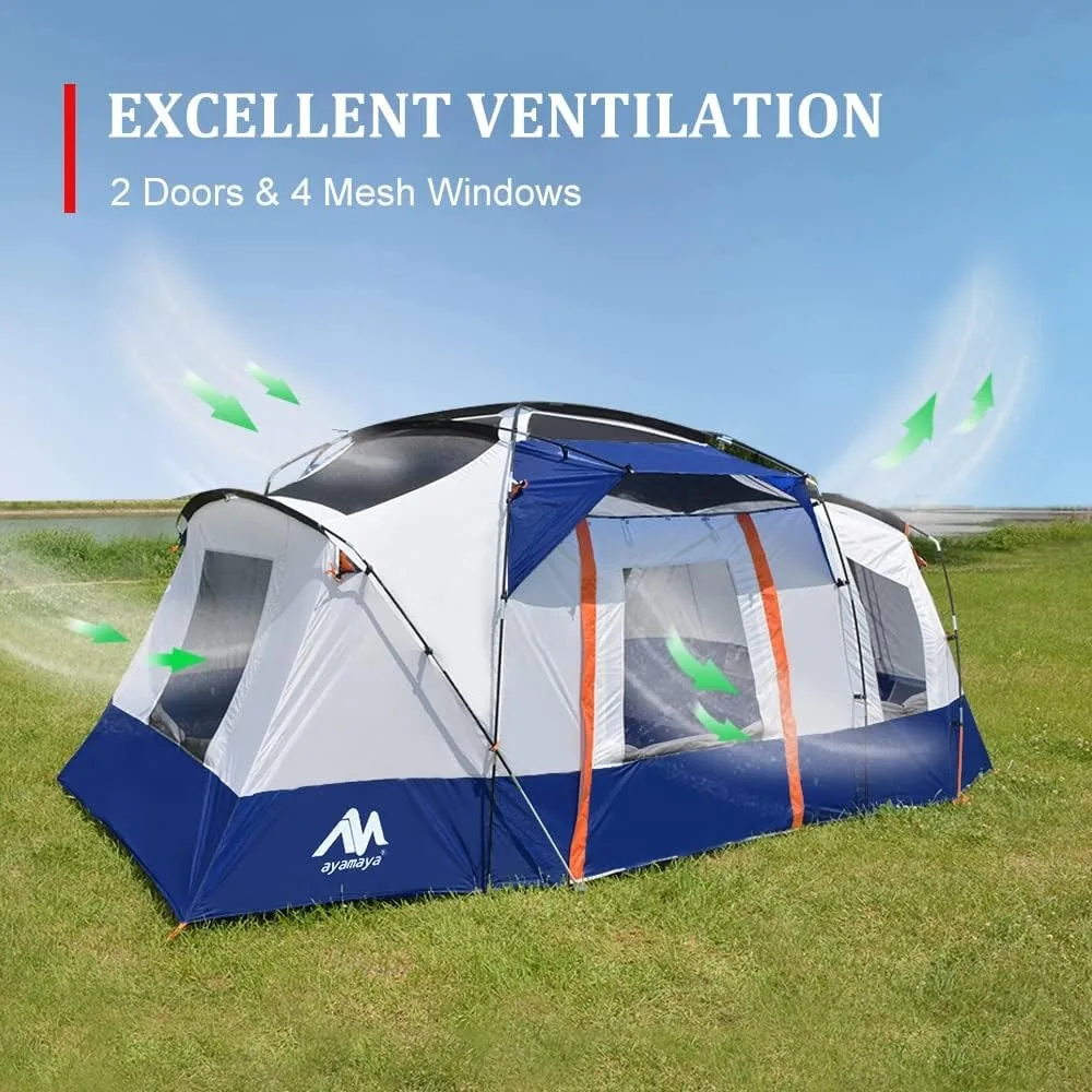 Imagem -04 - Waterproof Tendas Portáteis com Clarabóia e Rainfly Removível Multi Room Grande Família Camping Tent Cabin Enorme 10 Pessoas