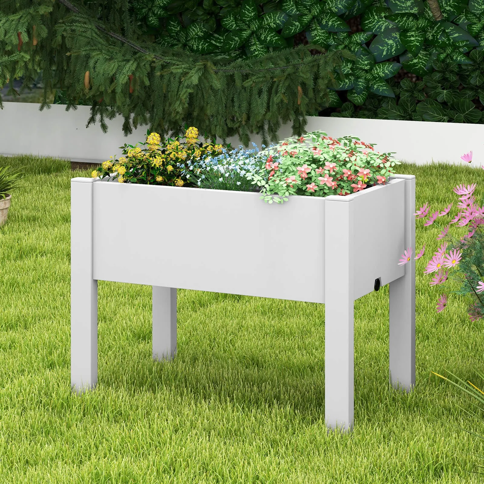 

Raised Garden Bed w/ Water Level Indicator Drainage Hole for Vegetables Outdoor