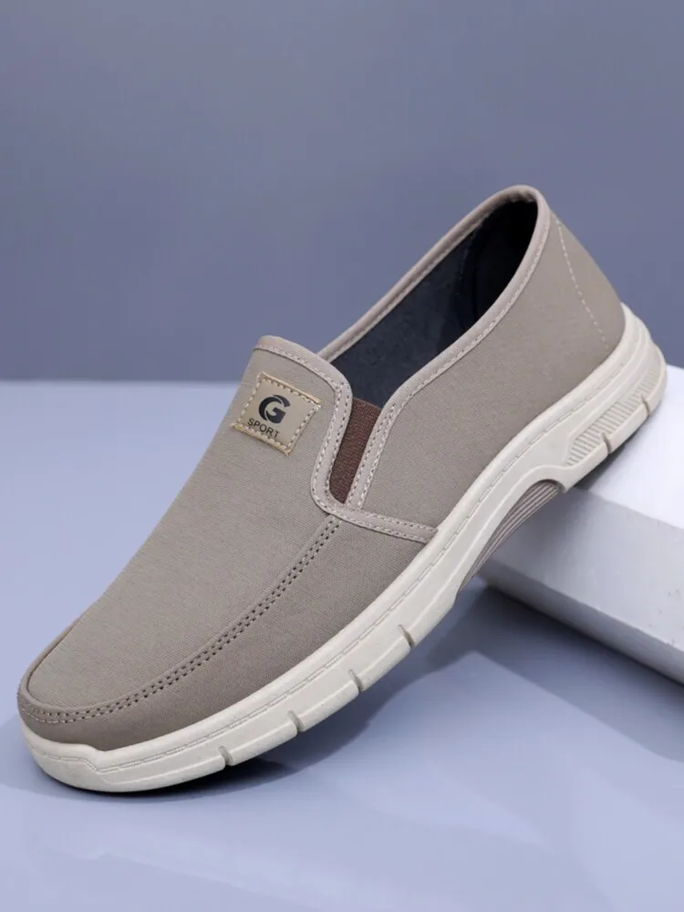 New cloth shoes men's shoes flat-soled one-pedal casual shoes spring soft-soled breathable middle-aged elderly dad shoe non-slip