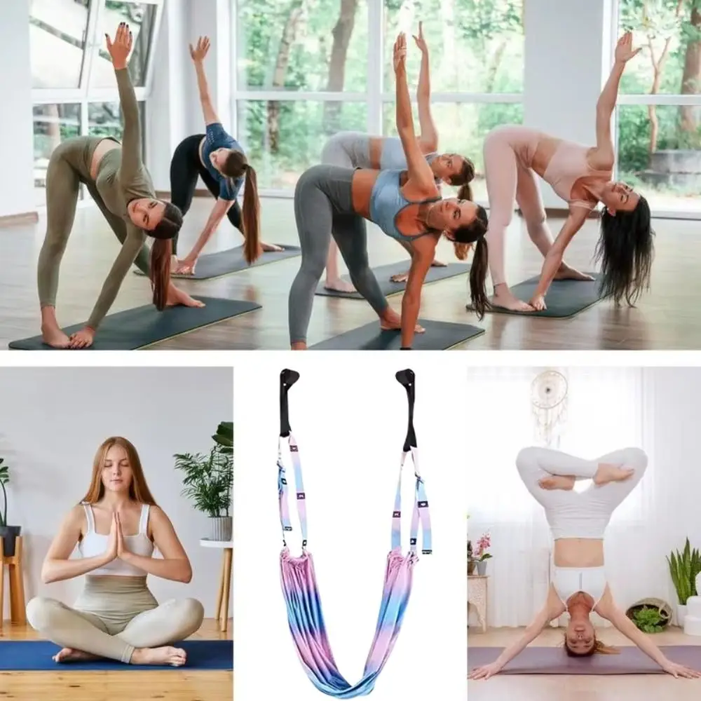 Adjustable Women Aerial Yoga Strap Elastic Stretch Resistance Auxiliary Aerial Yoga Hammock Swing Anti-Gravity