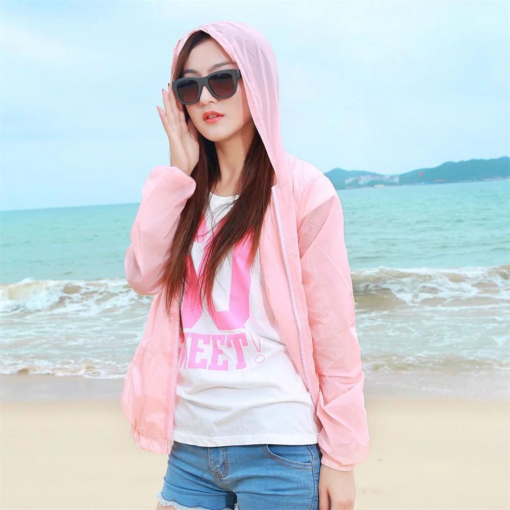 Summer Sunscreen Clothing Women's Solid Color Ultra-thin Breathable Quick-drying Outdoor Ice Silk Sunscreen Clothing