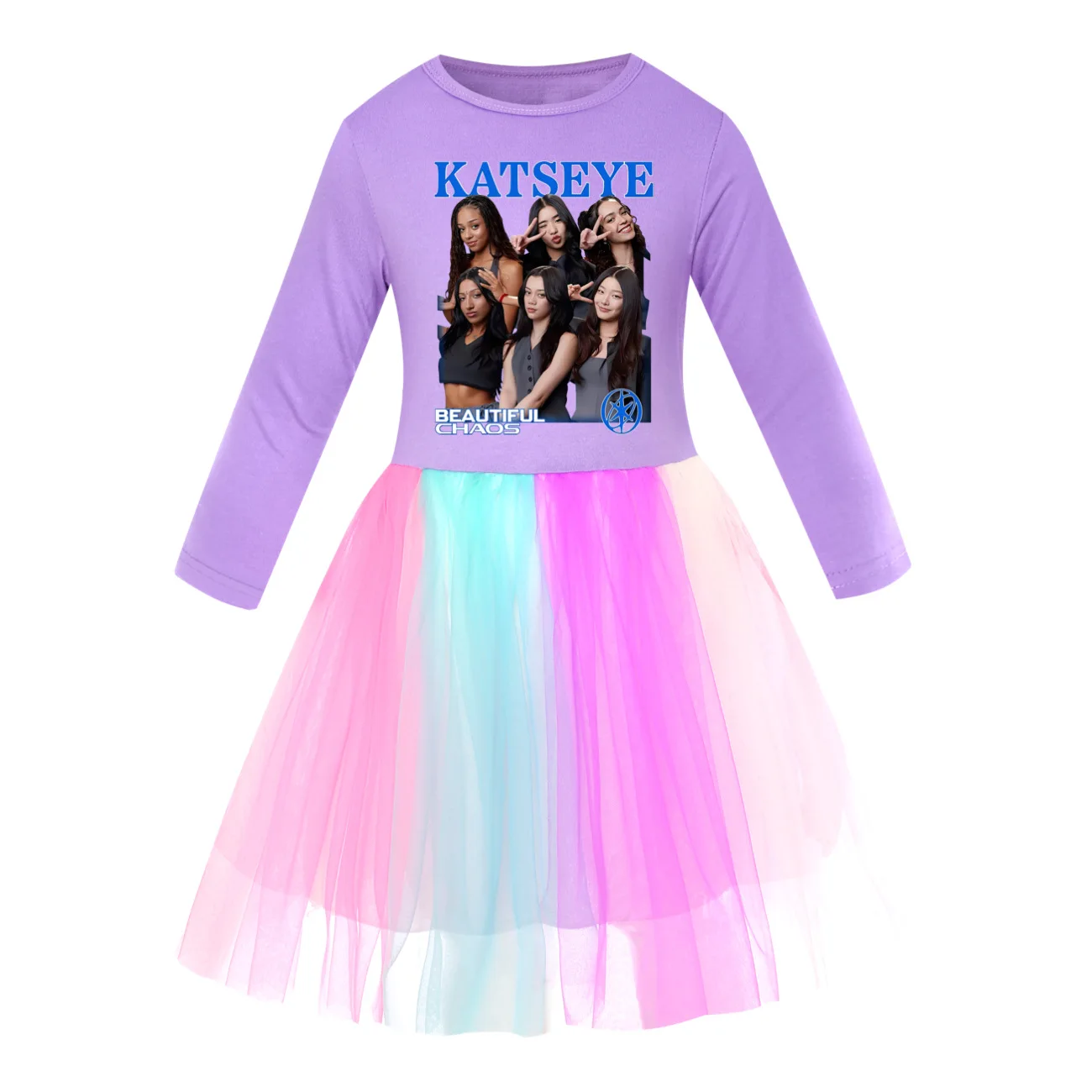 Fashion KATSEYE Dress Kids Long Sleeve Casual Dresses and Bag Baby Girls A-line Princess Vestidos Children Evening Party Clothes