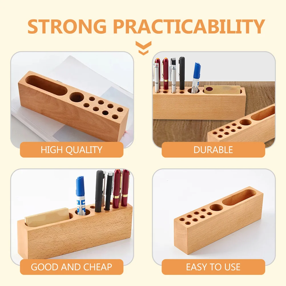 

Wooden Pen Holder Smooth Desktop Decor For Stationery Organizer Pencil Container Creative Home Office Storage Bucket