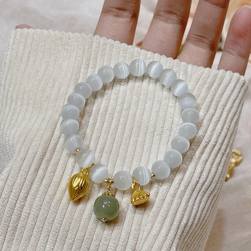 

Two Shihuan Opal Bracelet Girls Ins Special-Interest Design Mori Style Opal Hetian Jade Girlfriends Student Bracelet