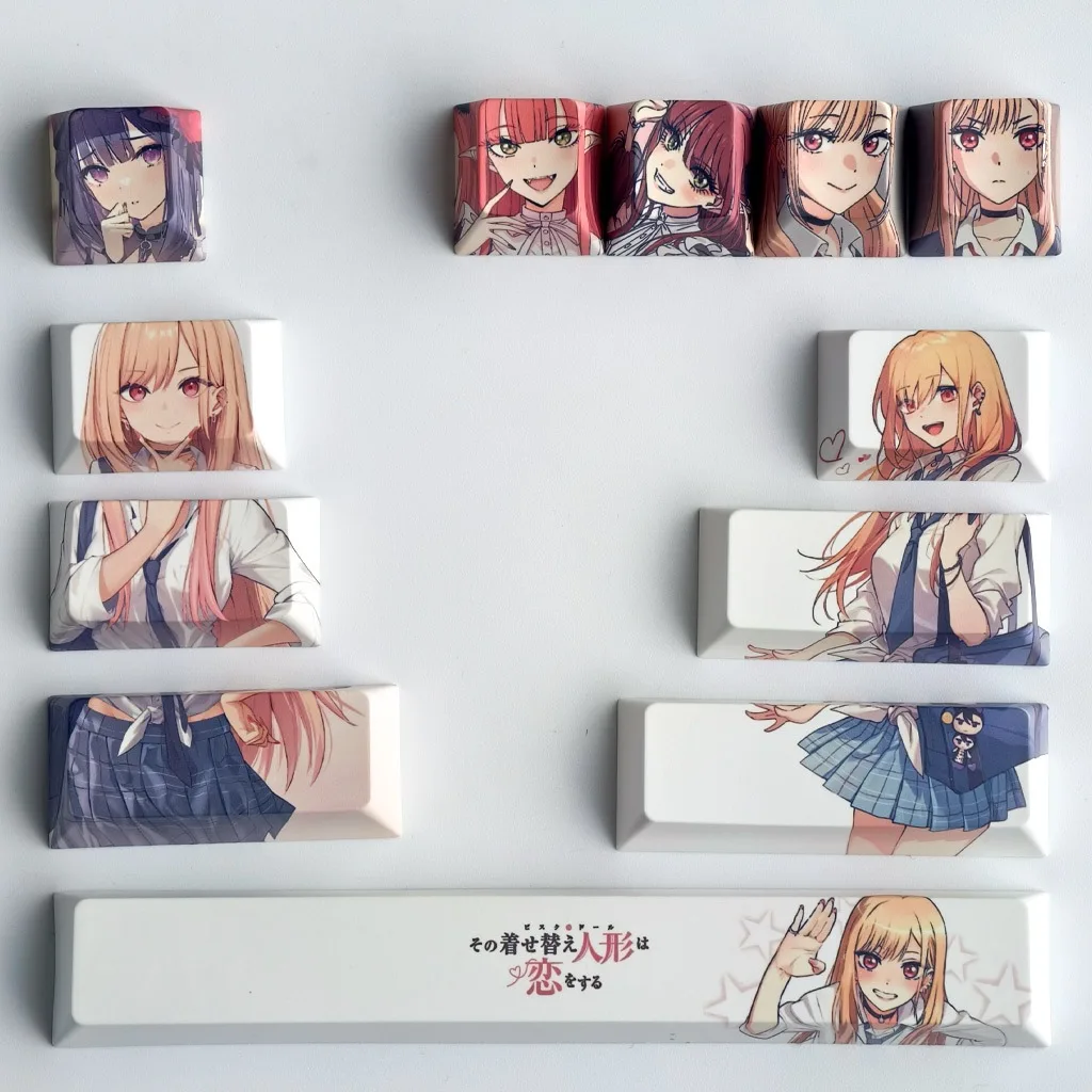 MAIMOOO Kitagawa Marin Keycaps 12PCS Cherry PBT Thermal Sublimation Personalized Anime Girl Keycap for DIY Mechanical Keyboard