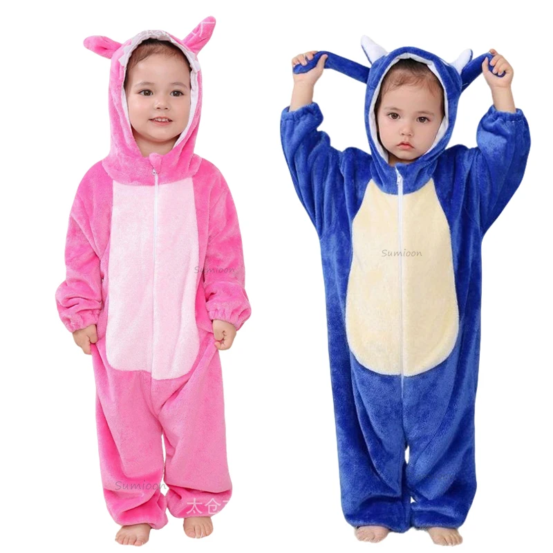 

Новый утепленный фланелевой комбинезон для малышей, комбинезон с капюшоном и рогом животного, теплая детская зимняя верхняя одежда, комбинезоны для младенцев, одежда