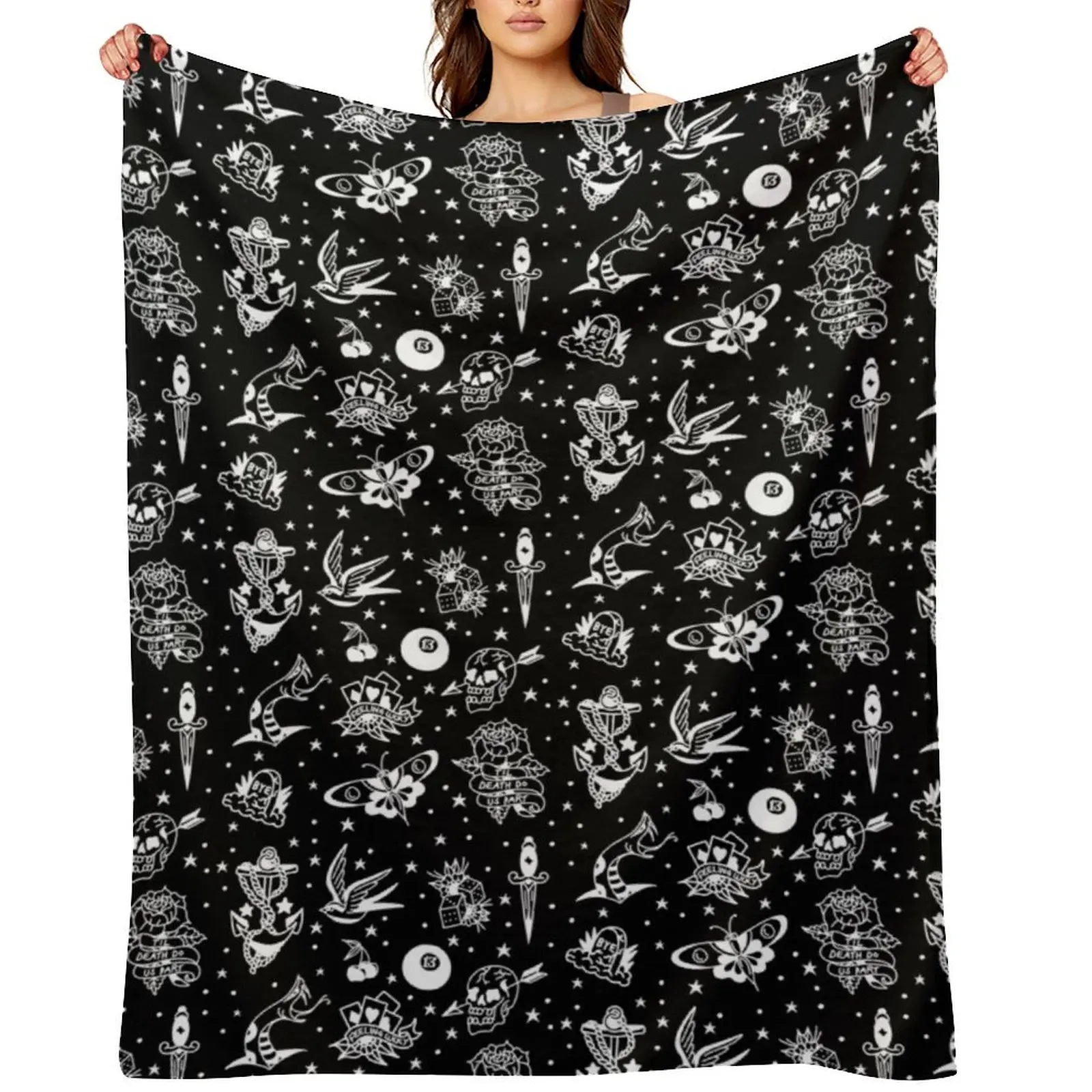 

Sailor Jerry tattoo flash sheet Throw Blanket valentine gift ideas Thins Decorative Throw manga Blankets