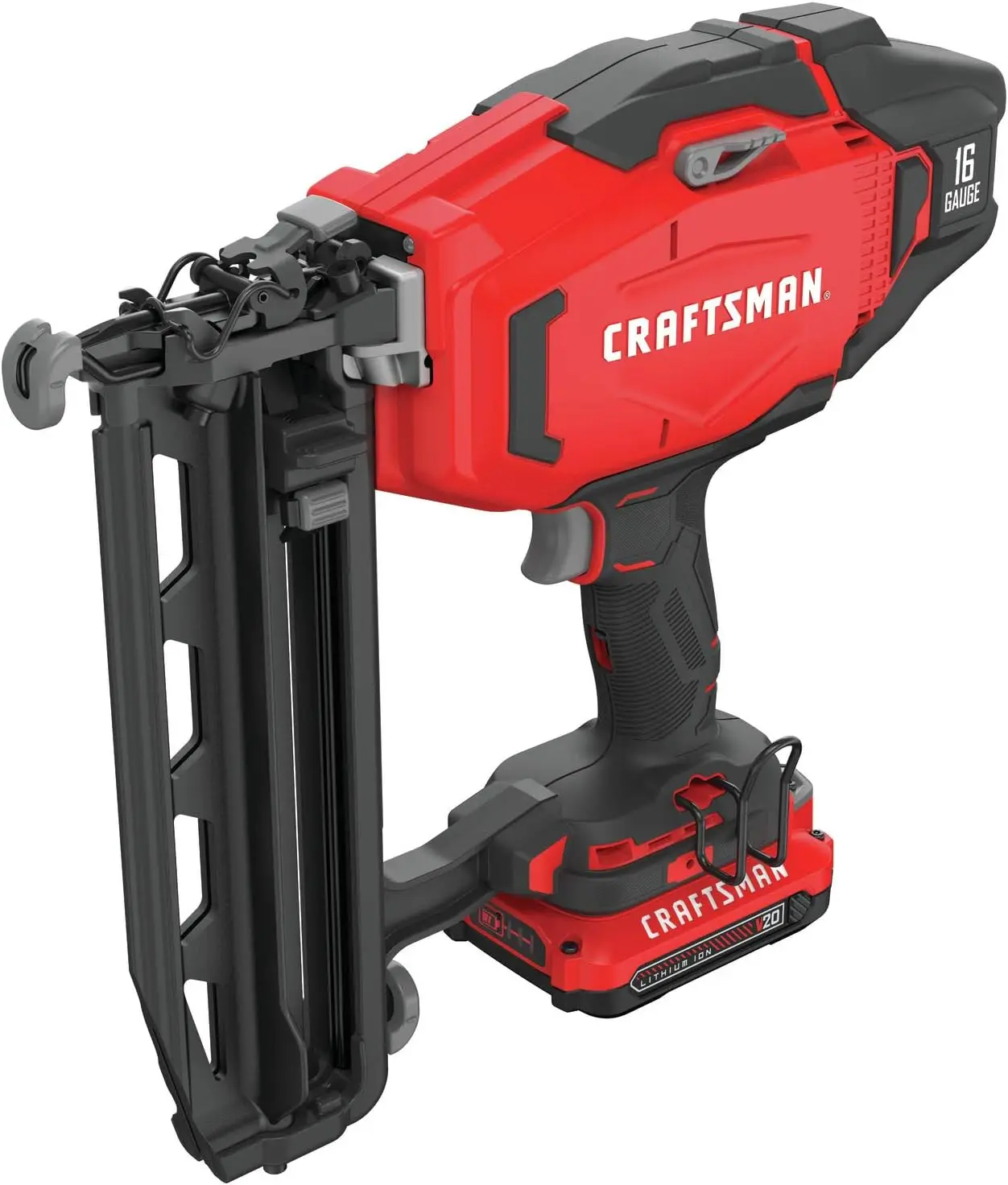 CRAFTSMAN V20 Kit clavadora de acabado inalámbrico, pistola de clavos, 16GA, 2-1/2 clavos, batería y cargador incluidos (CMCN616C1)