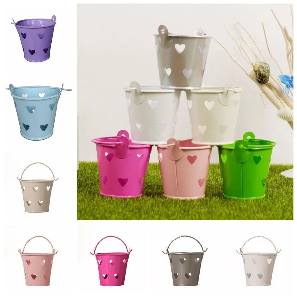 Fashion Hollow-out Candy Small Iron Bucket Simple Love Shape Wedding Party Candy Jewelry Storage Decorative Mini Iron Gift Box