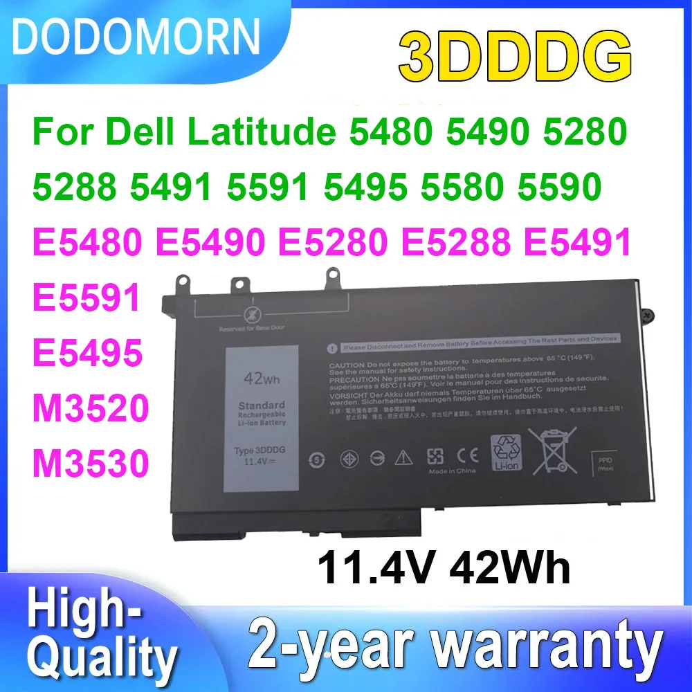 DODOMORN 3DDDG batería del ordenador portátil para Dell Latitude 5280 5288 5480 5490 5590 5491 5591 5495 M3520 M3530 E5280 E5480 11,4 V 42Wh