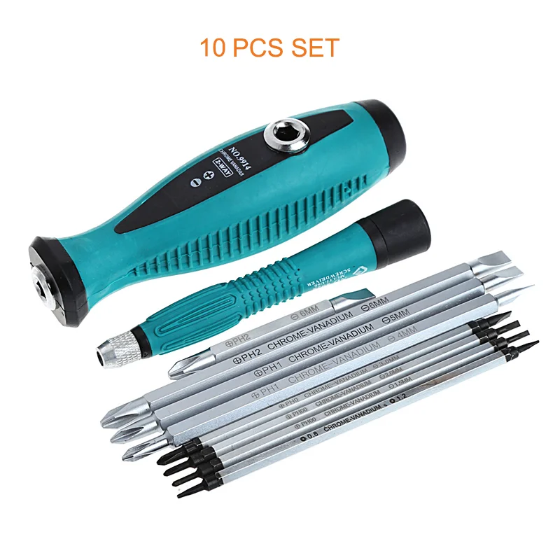 10 in 1 Screwdrivers Set Cr-V Precision Magnetic Screwdriver Slotted Phillips Bits Dual-purpose Household Repair Hand Tool