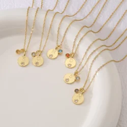 18K Gold Plated Brass 26-Letter Charm Pendant Necklace Women's Fashionable Collarbone O-Chain Necklace Women's Jewelry Gift 1 pc