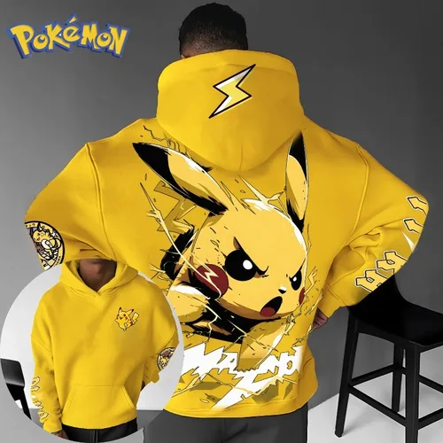 Pokémon Game Pikachu Sudadera con capucha estampada para hombres y mujeres Otoño/Invierno nuevo Y2K Harajuku talla grande Casual tendencia suéter Top