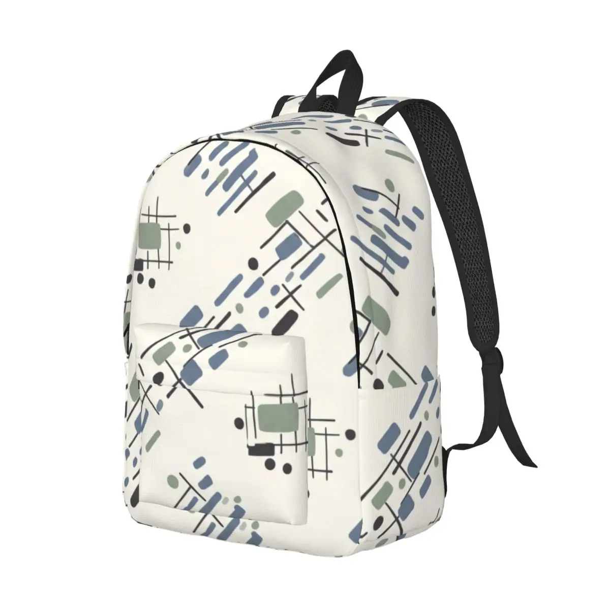 High School Backpack Diagonal City Grid Node Urban Commuter Warm White Charcoal Sage Laptop Daypack for Teen Students Class Men