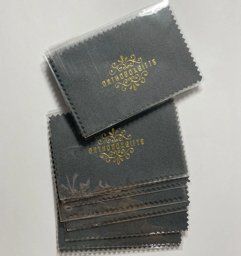 Custom Logo 200PCS 10*6.5Cm Silver Polishing Cloth Customize Jewelry Tool Cleaning Opp Bag Individual Pack Wiping Suede