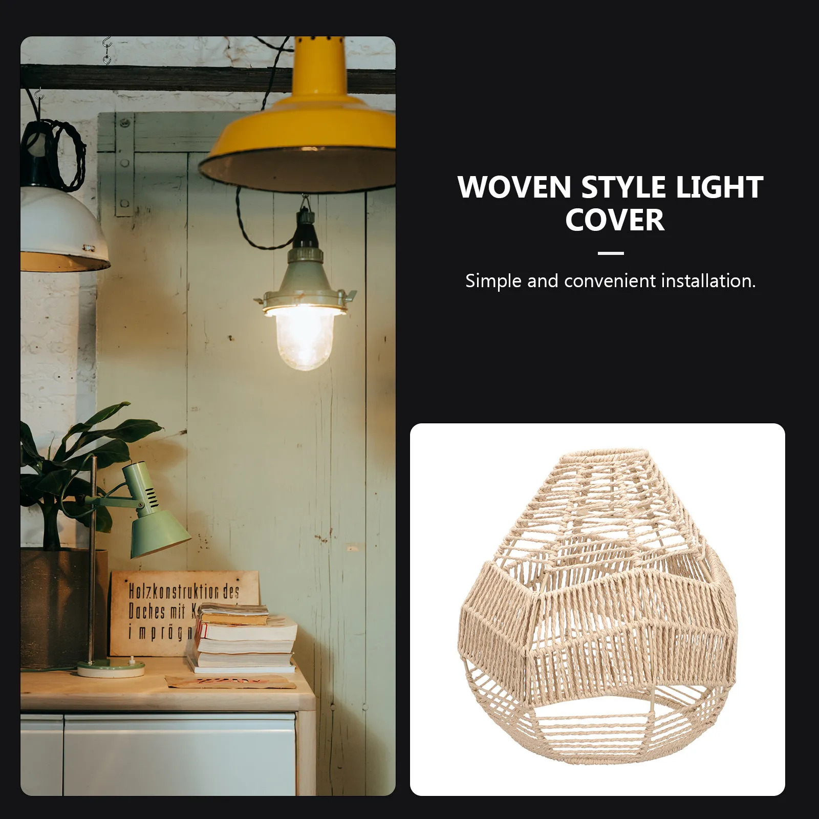 Decorative Paper String Woven Lampshade Handmade Light Cover for Chandelier Ceiling Pendant Wall Lamp Home Restaurant Bar